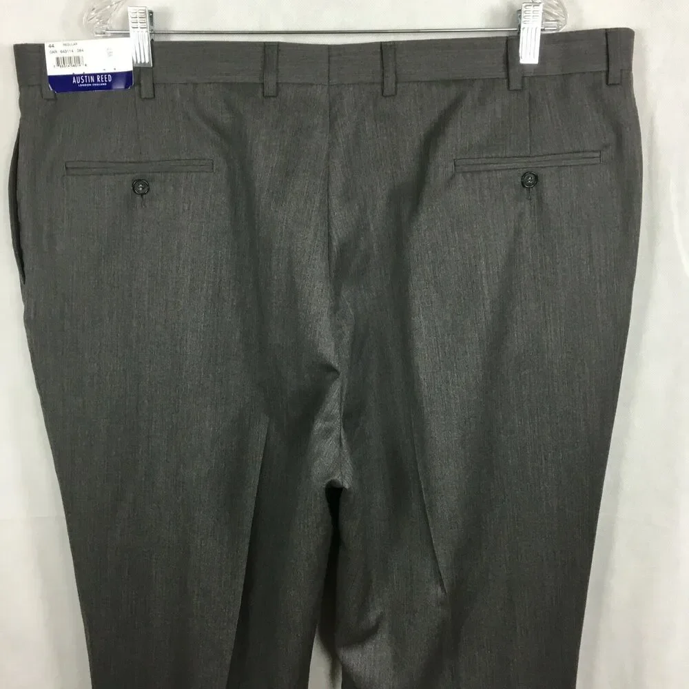 NWT Austin Reed Pants Mens‎ Sz 44 Gray Super 100s Wool Trouser Dress *Unhemmed